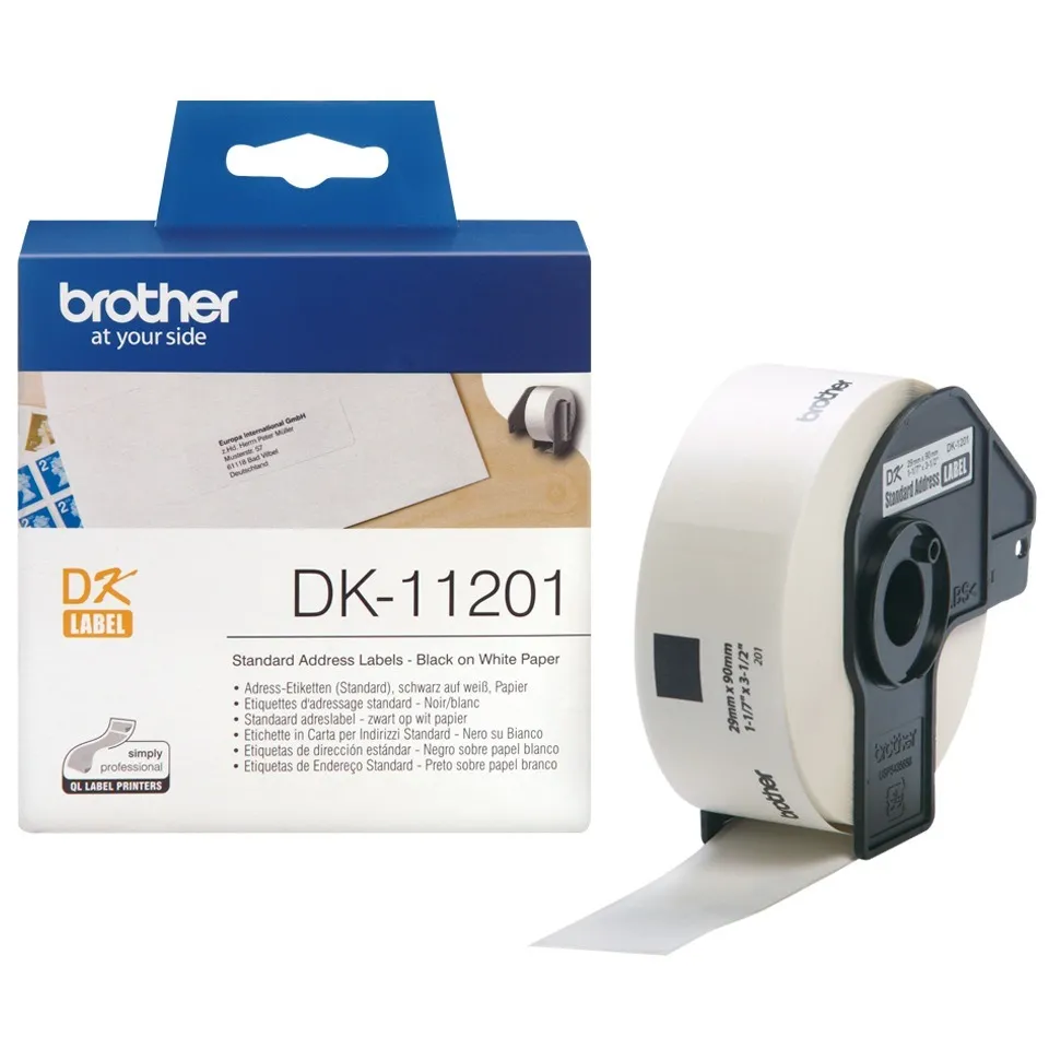Bandă continuă hartie Brother DK11201 negru pe alb pentru imprimante P-TOUCH