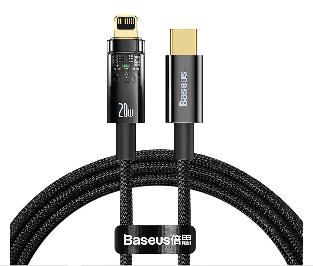 Cablu USB-C Lightning negru transparent Baseus Explorer 2m