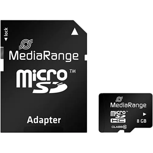 Card Micro SDHC 8GB Clasa 10 MediaRange cu adaptor SD