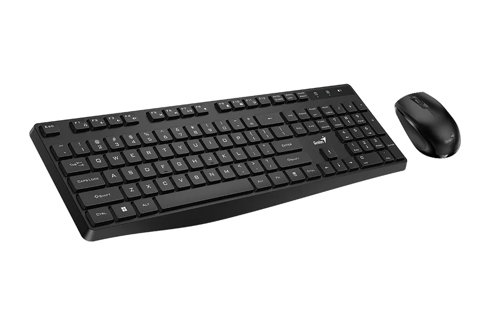 Set tastatura wireless slim și mouse Genius KM-8206S, culoare neagră