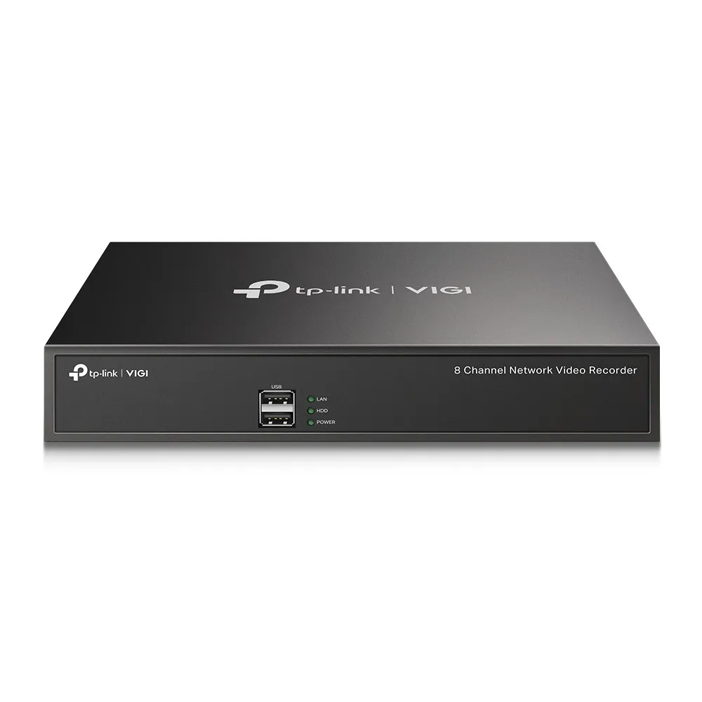 NVR TP-Link VIGI 8 canale negru cu porturi HDMI VGA și RJ45