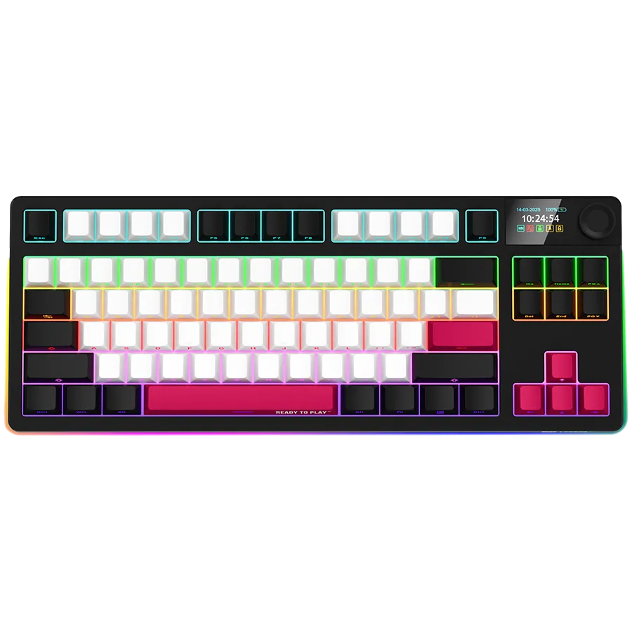 Tastatura mecanică wireless LORGAR KBP70 TKL Pro, culoare neagră cu detalii roșii
