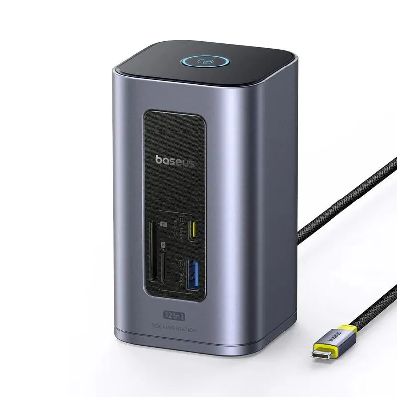 DOCKING STATION Baseus Spacemate RD1 12 in 1, input USB Type-C, output 2xHDMI 4K@60Hz, 2xUSB-C (10Gbps), 2xUSB-A (5Gbps), 2xUSB, 1xRJ45, card reader SD/micro SD, 1XUSB-C (PD), gri "B00568103813-00" (timbru verde 0.18 lei) - 6932172687137