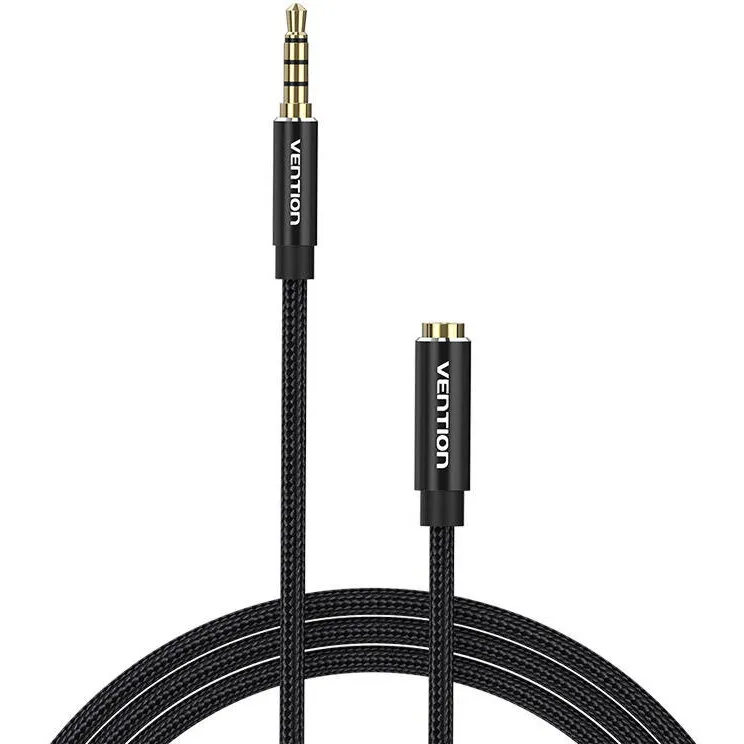 Cablu audio Vention Jack 3.5mm 3m negru cu conectori auriti