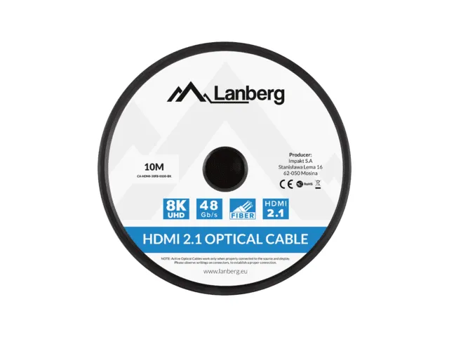 Cablu HDMI 2.1 optic AOC 10 metri negru pentru 8K și 4K