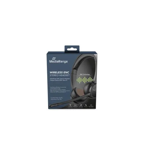 Căști Bluetooth wireless MediaRange MROS307 cu microfon rotativ negru