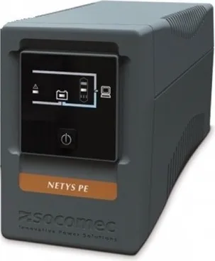 UPS SOCOMEC Netys PE 650VA negru, design tower, cu ieșiri IEC și indicatoare LED