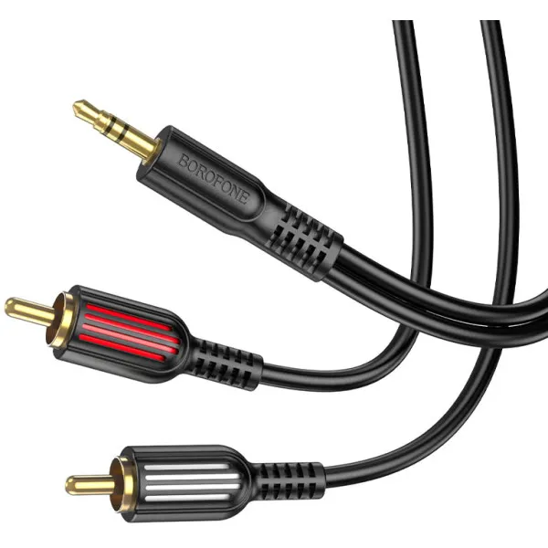 CABLU AUDIO Borofone "BL11", 1 x Jack 3.5mm (T) la 2 x RCA (T), lungime cablu 1.5m, negru "6974443382204" (timbru verde 0.18 lei)