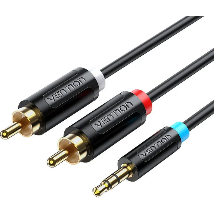 Cablu audio Vention Jack 3.5mm la RCA conectori auriti negru