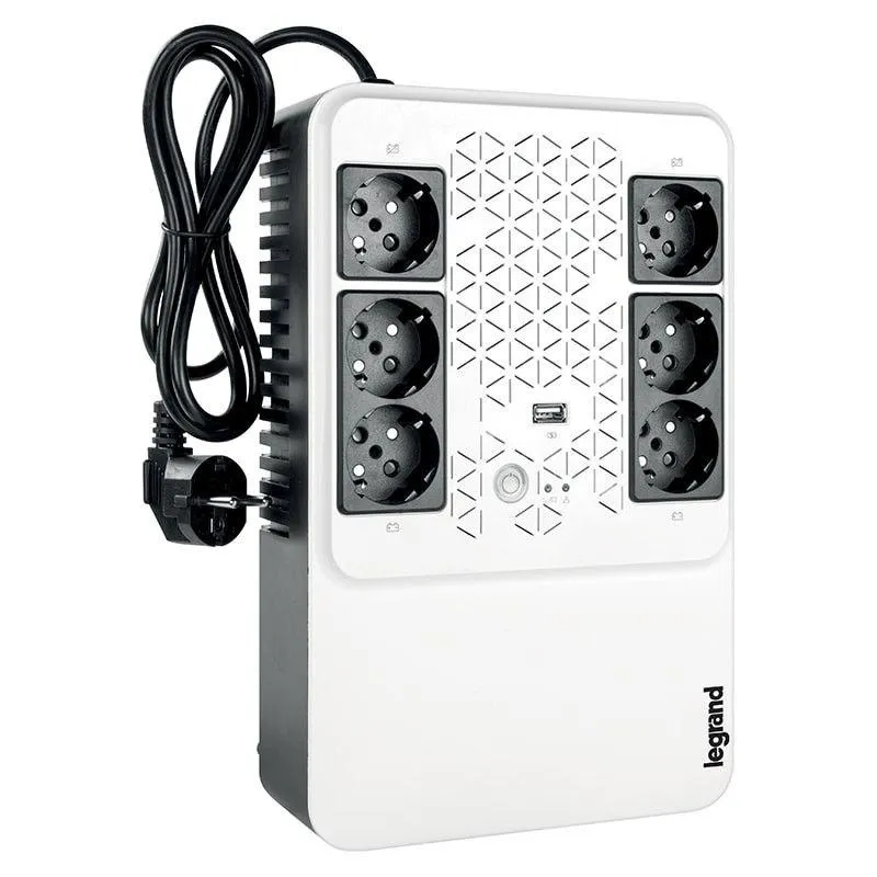 UPS Legrand Multiplug 600VA cu 6 prize Schuko și baterie
