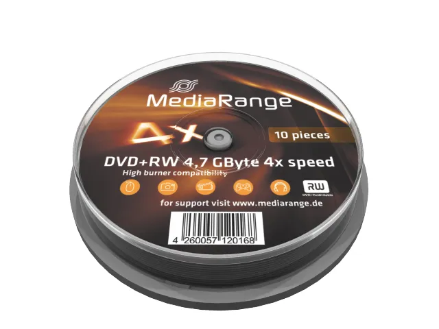 DVD+RW MediaRange 4x Cake10 pachet 10 discuri reînscriptibile