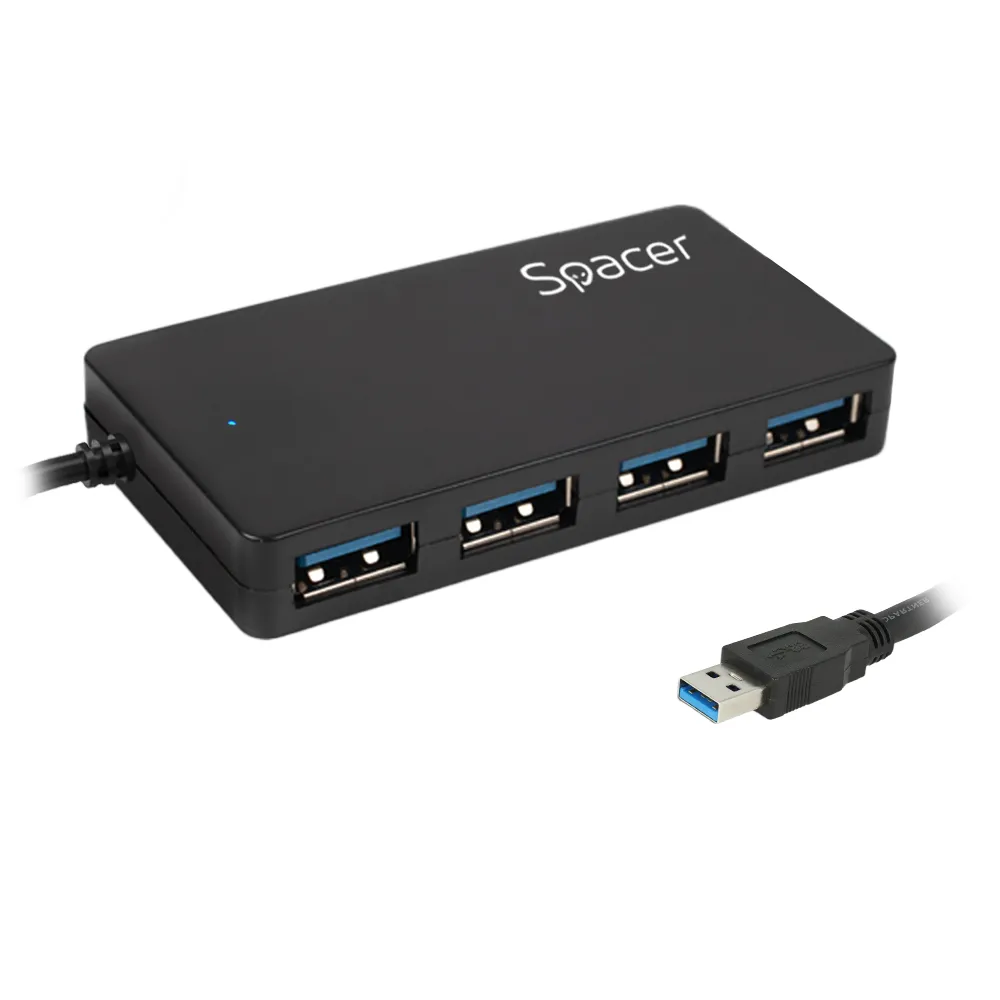 HUB extern SPACER USB 3.0 cu 4 porturi și cablu 15cm