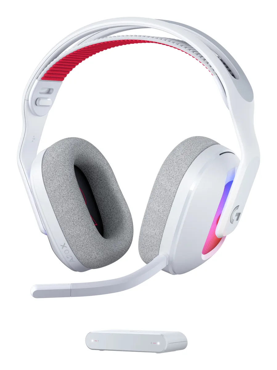 Cască Logitech A20 X wireless alb, vedere laterală