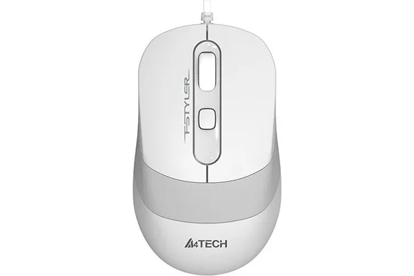 Mouse A4Tech FM10 alb-gri cu fir USB și senzor optic