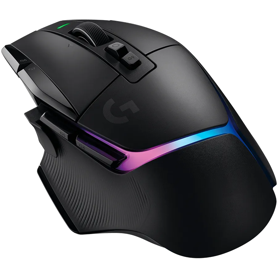 Mouseul gaming Logitech G502 X Plus wireless negru cu design ergonomic