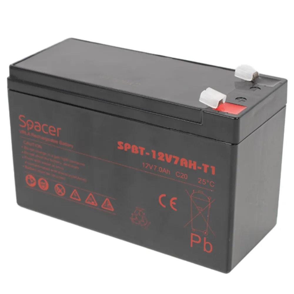 Acumulator UPS 12V 7Ah Spacer cu terminal F1 pentru sisteme de securitate