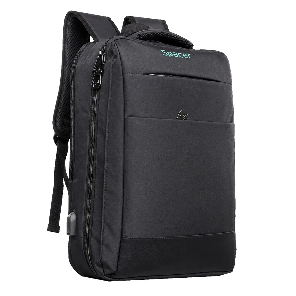 Rucsac Spacer New York negru waterproof pentru laptop 17 inchi cu compartimente