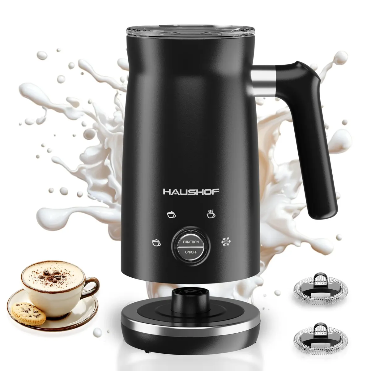 Frother lapte electric 4-in-1 negru cu aburi automate