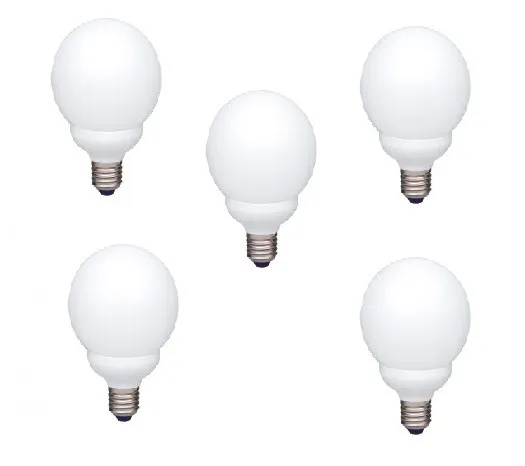 Set 5 becuri fluorescent Panasonic E27 18W alb rece