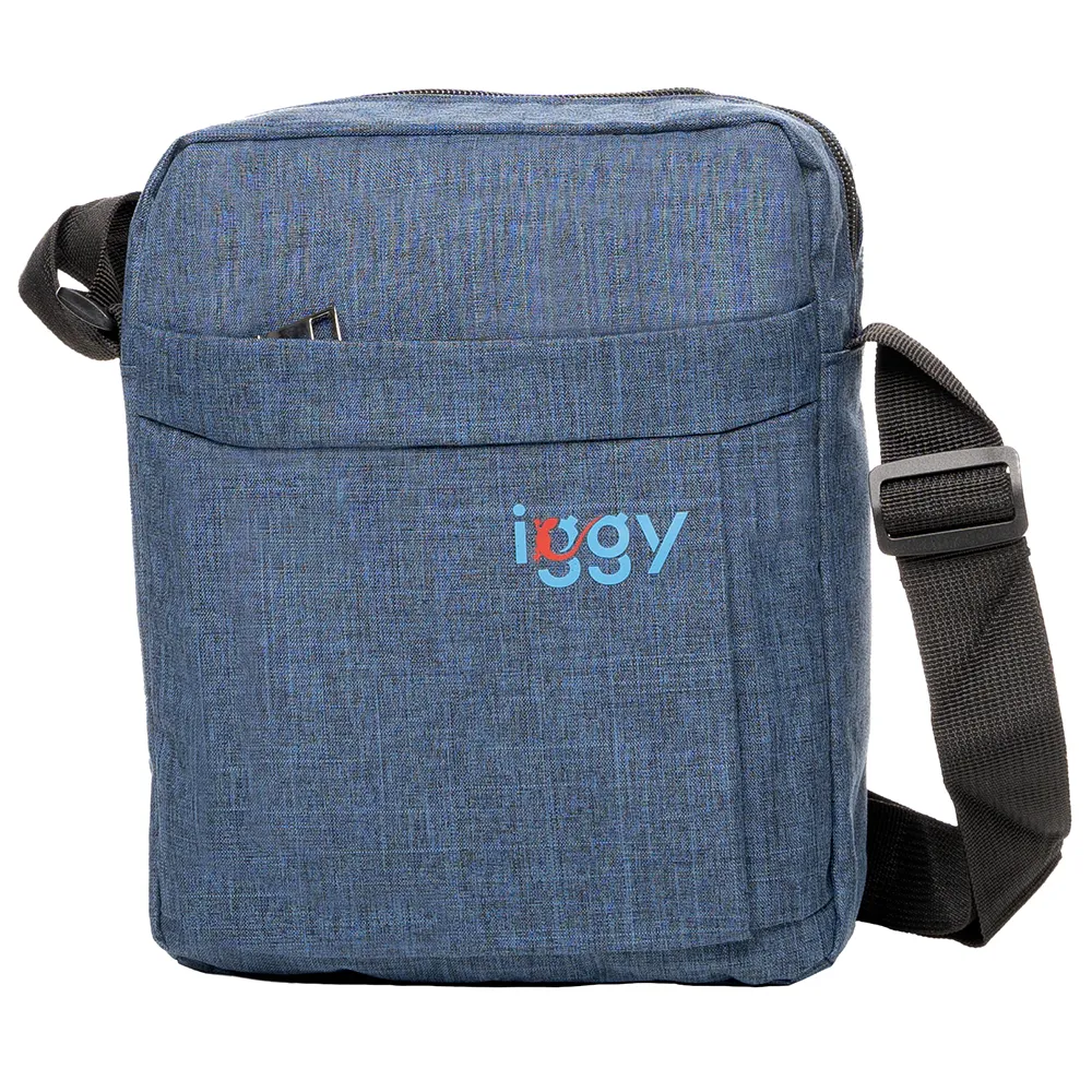 Geantă crossbody Iggy albastră cu bretă ajustabilă pe umăr