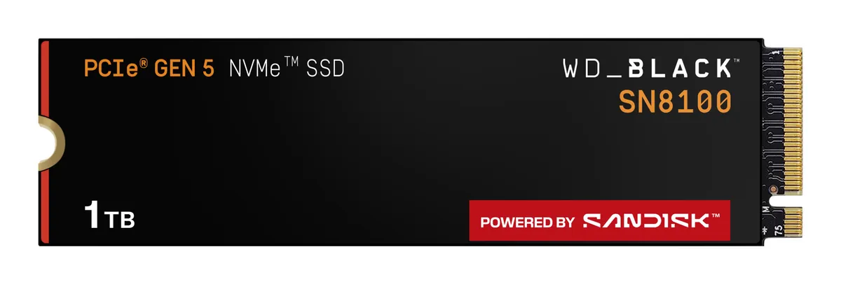 SSD WD Black SN8100 1TB M.2 NVMe PCIe Gen5 cu viteză 14900 MB/s