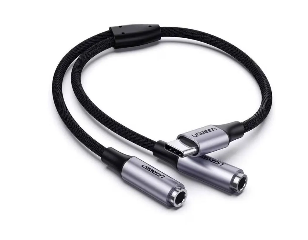 Cablu audio Ugreen AV144 USB Type-C la jack 3.5mm argintiu 20cm