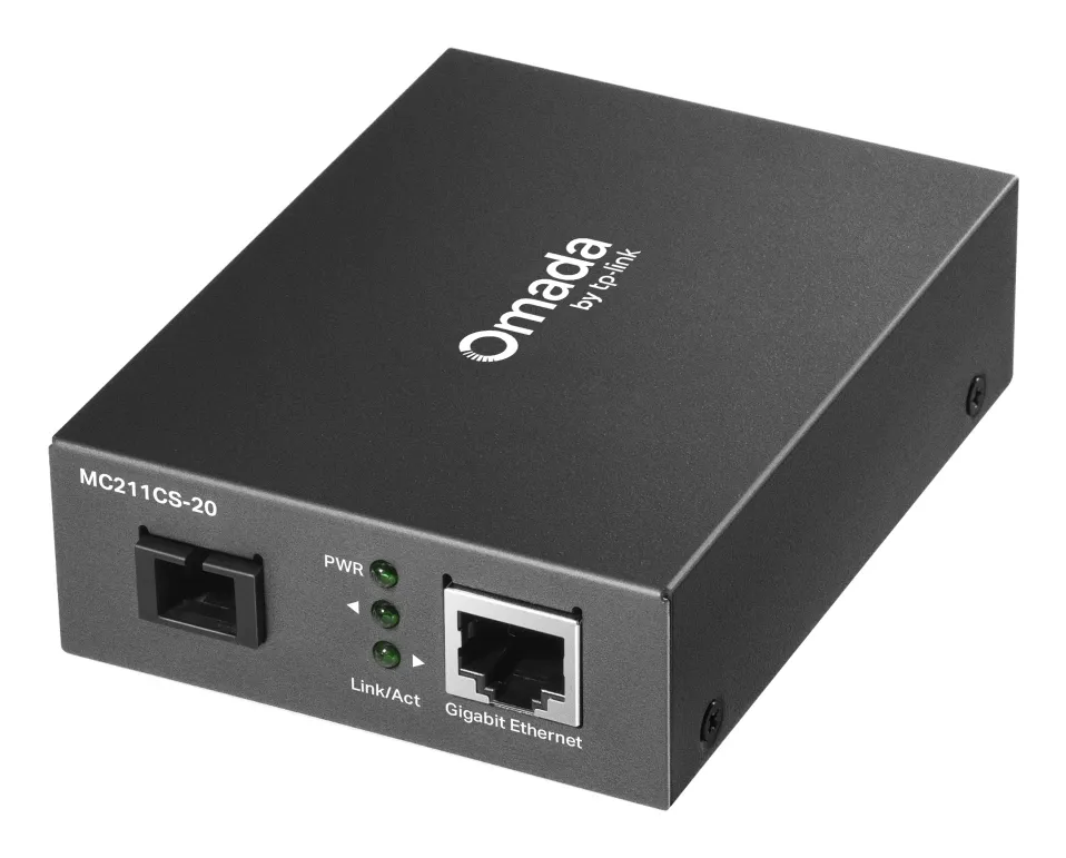 Convertor media TP-Link MC211CS cu porturi fibră optică și Ethernet Gigabit