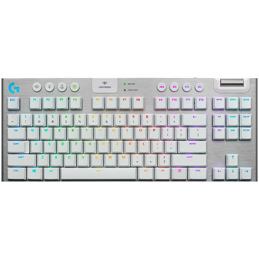 Tastatura gaming Logitech G915 X Wireless alba cu design compact TKL