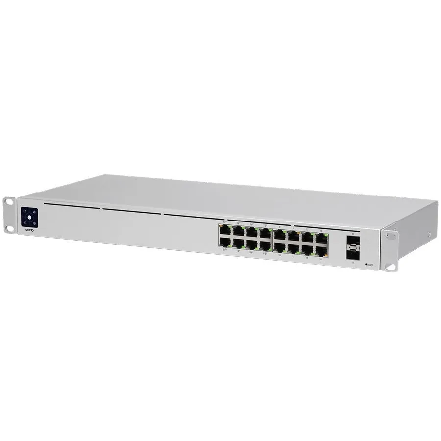Switch PoE Ubiquiti USW-16-POE-EU cu 16 porturi Gigabit și carcasă metalică