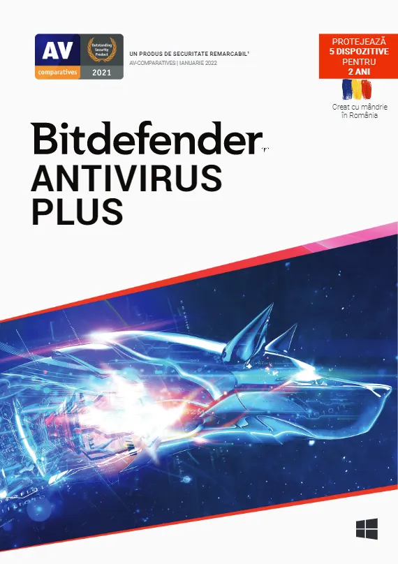 Licență Bitdefender Antivirus Plus pentru 5 utilizatori, valabilă 2 ani