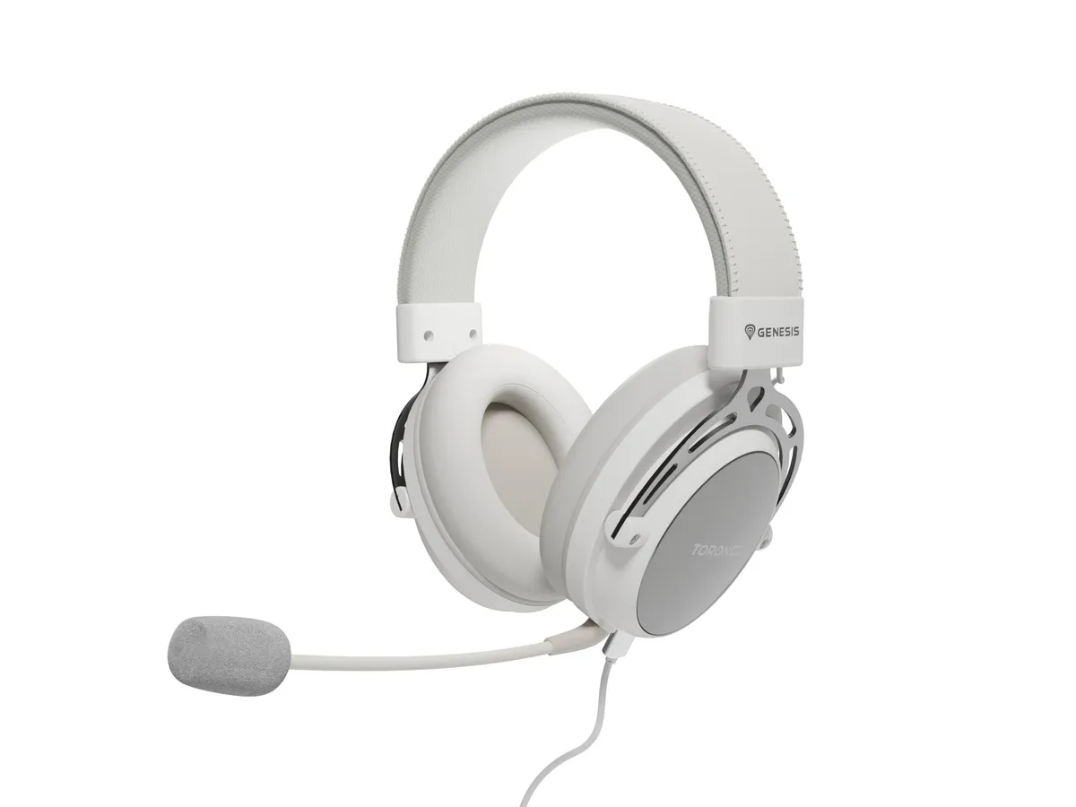Căști Genesis Toron 301 albe cu fir și plug 3,5 mm