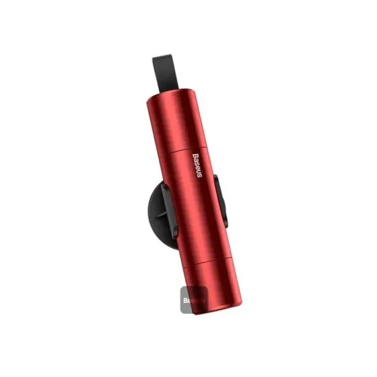 DISPOZITIV URGENTE auto Baseus, ciocan spart geamul + cutter centura, rosu "CRSFH-09" - 6953156210547