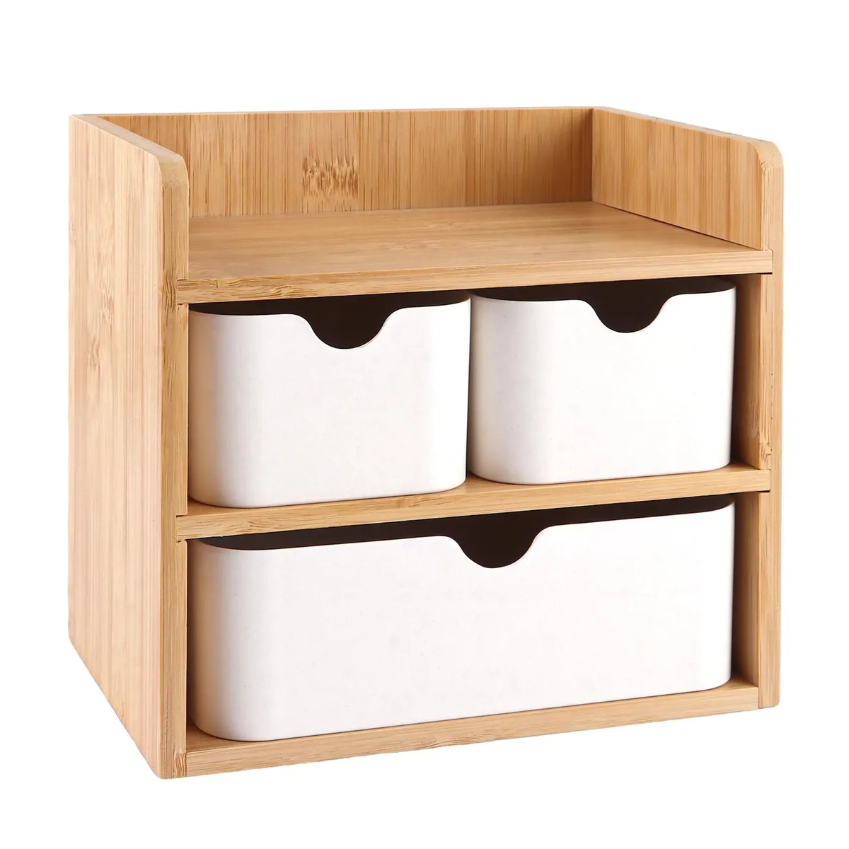 Organizator birou alb cu 3 sertare deschide pentru depozitare cosmetice