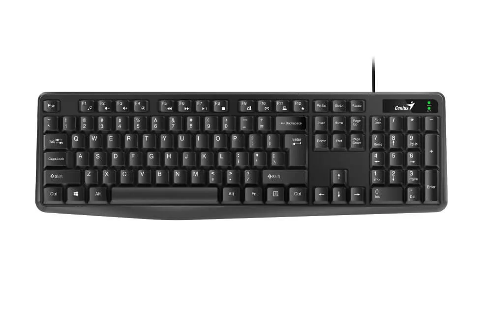 Tastatura Genius KB-117 cu 104 taste, negru, vedere frontală