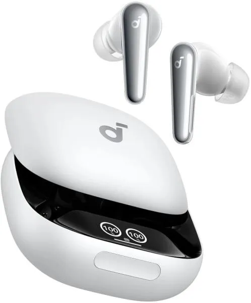Căști wireless Anker Soundcore Liberty 4 Pro albe cu carcasă de transport