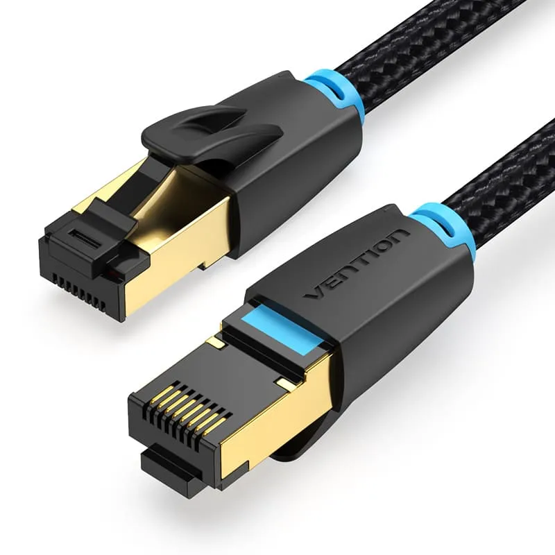 Cablu patch SFTP Vention Cat. 8 negru cu conectori RJ-45 auriți