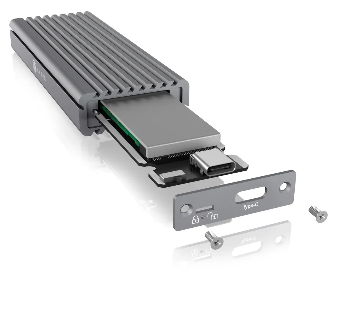 Carcasă externă SSD M.2 Icy Box negru cu conexiune USB 3.1 Gen2-C