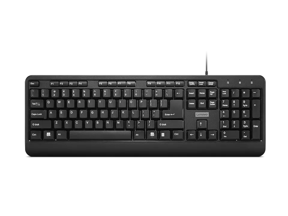 Tastatura Lenovo 160 cu fir, design ergonomic negru