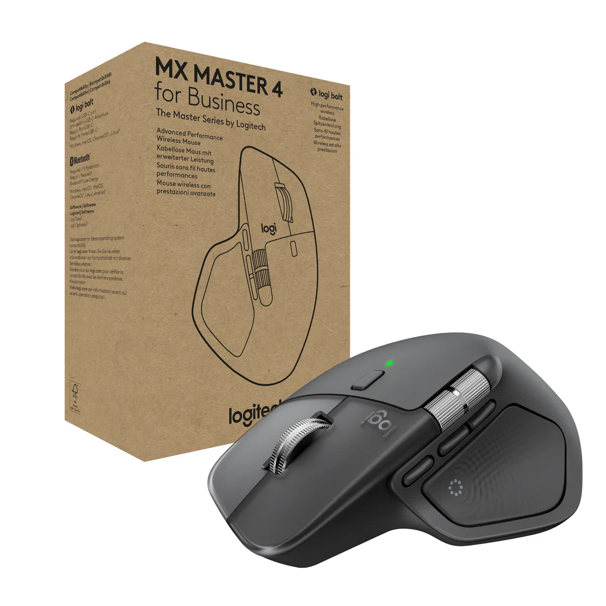 Mouse Logitech MX Master 4 Graphite wireless cu Bluetooth și Logi Bolt