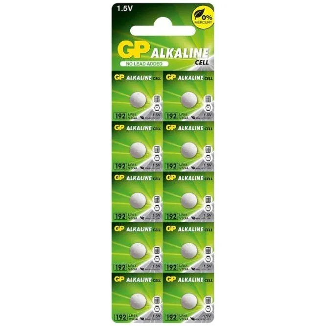 Baterii GP alcaline butoni AG3 LR41 1.5V set 10 bucati blister