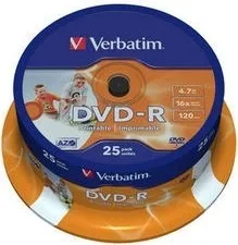 Set 25 DVD-R Verbatim 4.7GB 16x printabil în spindle