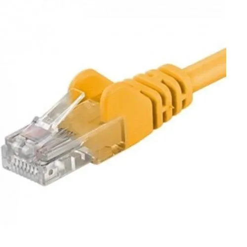 Cablu patchcord UTP Cat.5e 0.25m galben cu conectori RJ45