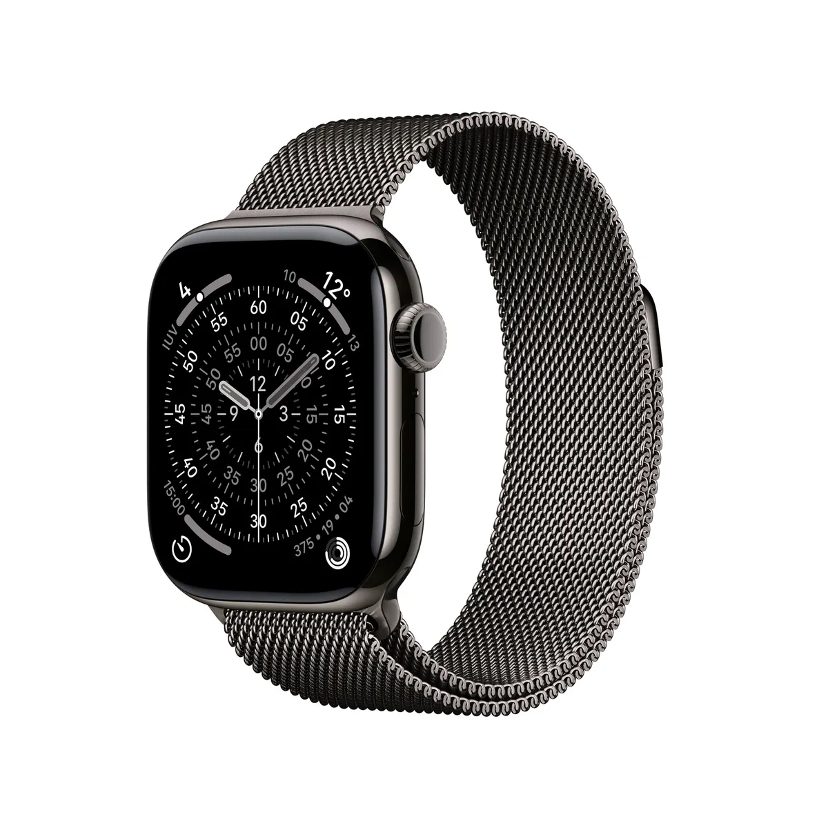 Apple Watch Series 11 42mm titaniu cu curea Milano Loop neagră