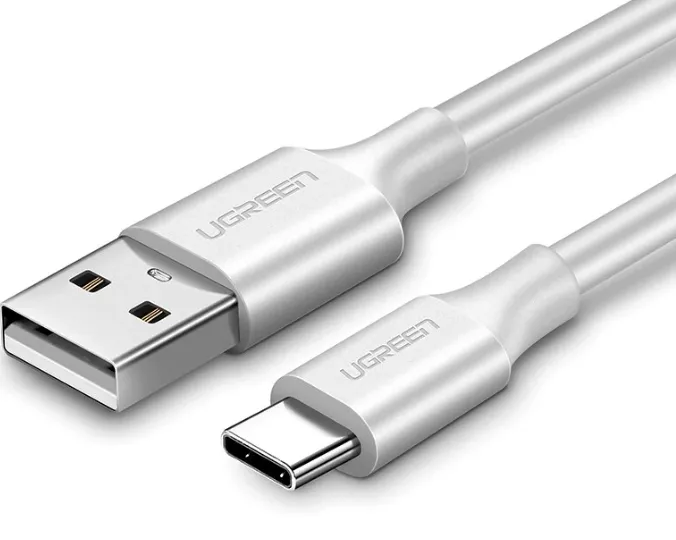 CABLU alimentare si date Ugreen, "US287", Fast Charging Data Cable pt. smartphone, USB la USB Type-C 3A, nickel plating, PVC, 1.5m, alb "60122" (timbru verde 0.08 lei) - 6957303861224