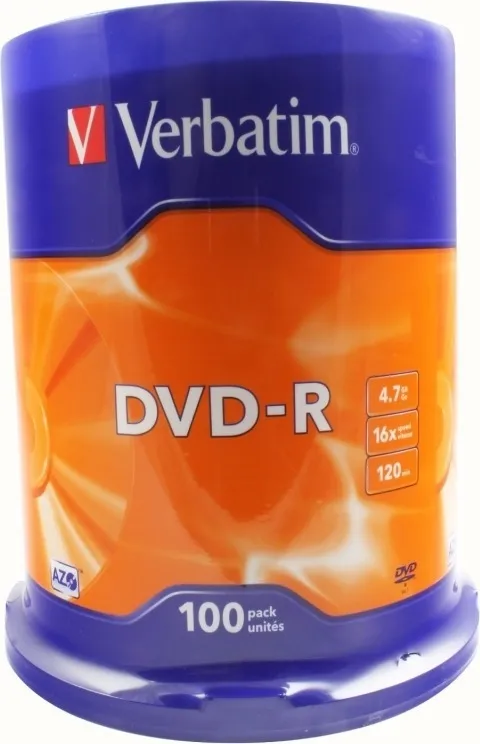 Pachet 100 discuri DVD-R Verbatim 4.7GB viteza 16x spindle