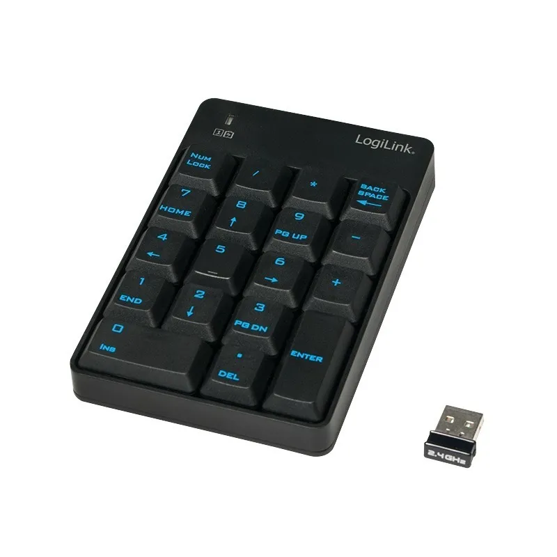 Tastatura numerica wireless Logilink cu 18 taste negru compact