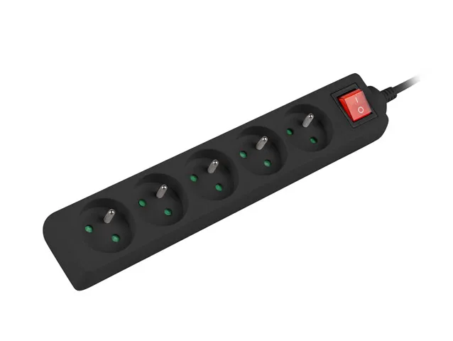 Prelungitor electric Lanberg 5 prize negru cu întrerupător