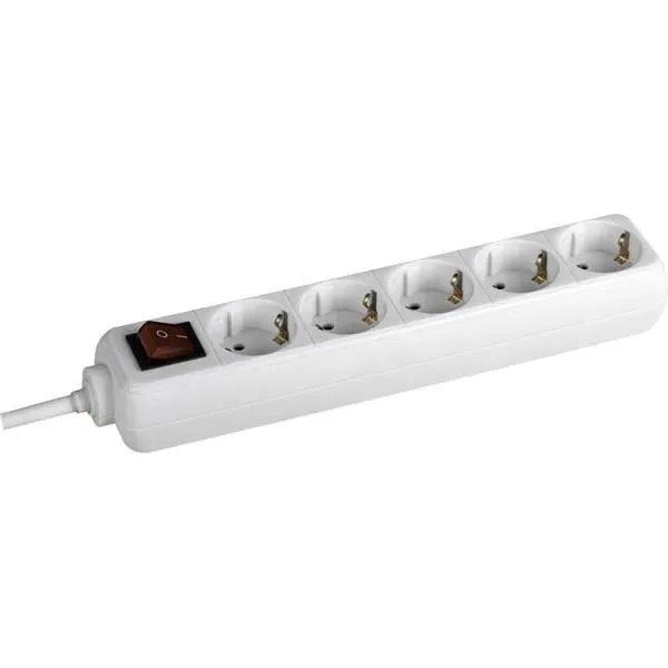 Prelungitor Bachmann alb cu 5 prize Schuko și cablu 1.5 metri