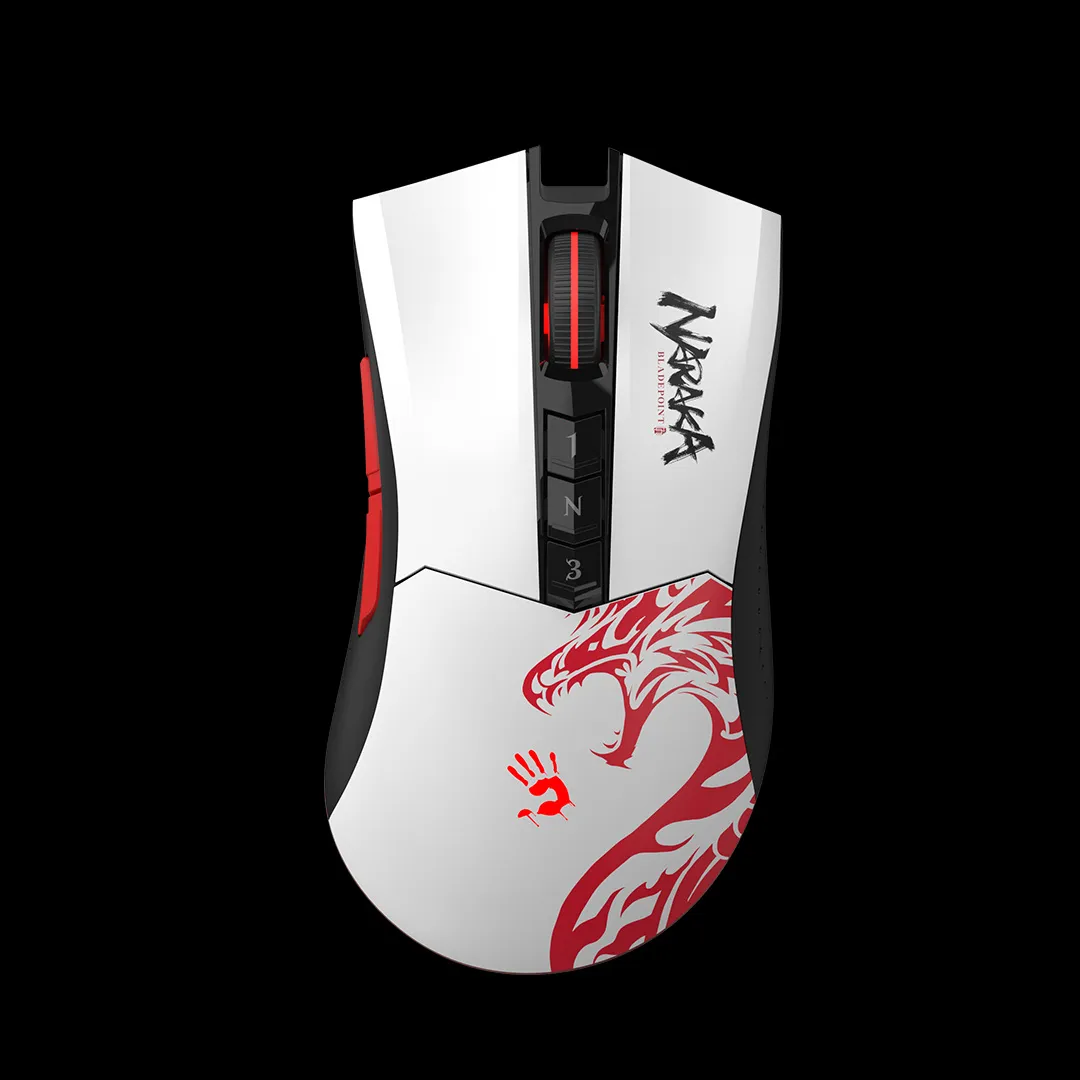 Mouse gaming wireless A4Tech Bloody R90 Plus alb cu 8 butoane