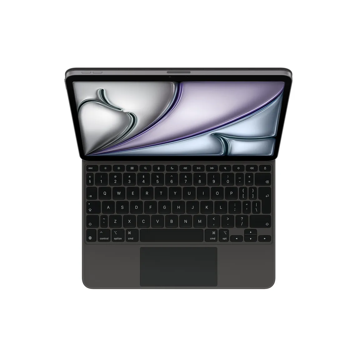 Tastatura Magic Keyboard neagră pentru iPad Air 11 inch Apple, vedere frontală